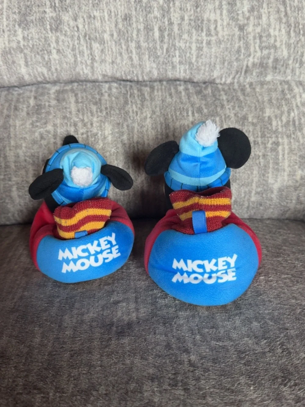 Disney Mickey Mouse Plush Slippers Kids Size 7/8 Red Blue